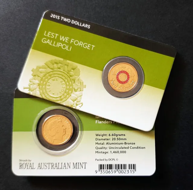 2015 $2 Lest We Forget Gallipoli Coin Pack