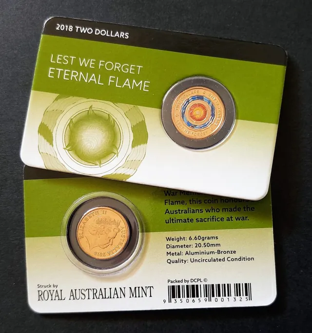 2018 $2 Lest We Forget Eternal Flame Coin Pack