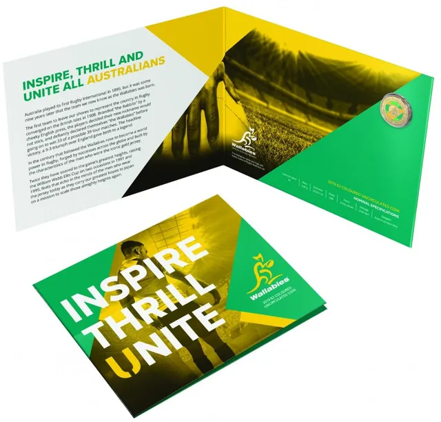2019 $2 Wallabies Rugby Coin & Folder