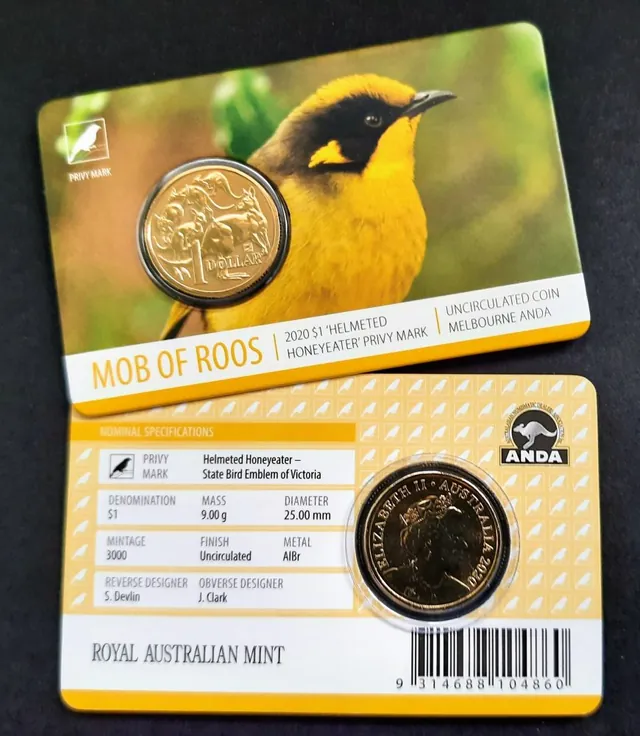 2020 $1 Honeyeater Privy Mark Melbourne ANDA Expo Coin Pack.