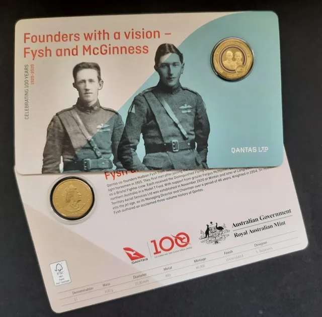 2020 $1 Qantas Centenary – Founders With A Vision Fysh & McGinness