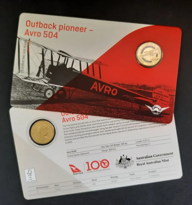 2020 $1 Qantas Centenary – Outback Pioneer Avro 504