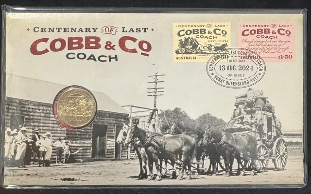 2024 PNC Last Cobb & Co Coach Centenary with RAM UNC $1 Coin “First Day of Issue”
