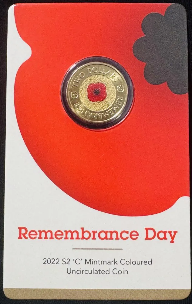 Remembrance Day with the 2022 Red Poppy $2 ‘C’ Mintmark Coloured Uncirculated Coin Card